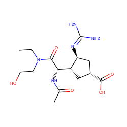 CCN(CCO)C(=O)[C@@H](NC(C)=O)[C@H]1C[C@@H](C(=O)O)C[C@@H]1N=C(N)N ZINC000013560234