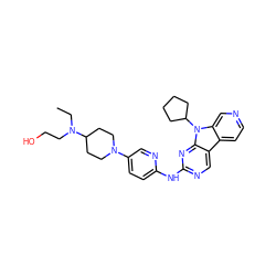 CCN(CCO)C1CCN(c2ccc(Nc3ncc4c5ccncc5n(C5CCCC5)c4n3)nc2)CC1 ZINC000169706922