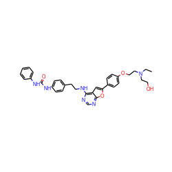 CCN(CCO)CCOc1ccc(-c2cc3c(NCCc4ccc(NC(=O)Nc5ccccc5)cc4)ncnc3o2)cc1 ZINC000096272639