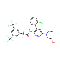 CCN(CCO)c1cc(-c2ccccc2Cl)c(N(C)C(=O)C(C)(C)c2cc(C(F)(F)F)cc(C(F)(F)F)c2)cn1 ZINC000049777256