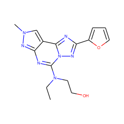 CCN(CCO)c1nc2nn(C)cc2c2nc(-c3ccco3)nn12 ZINC000095580251