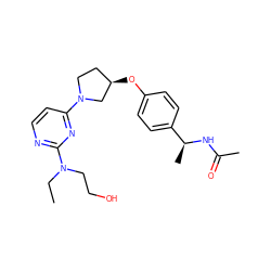 CCN(CCO)c1nccc(N2CC[C@@H](Oc3ccc([C@H](C)NC(C)=O)cc3)C2)n1 ZINC000261177973