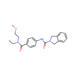 CCN(CCOC)C(=O)c1ccc(NC(=O)N2Cc3ccccc3C2)cc1 ZINC000167260189