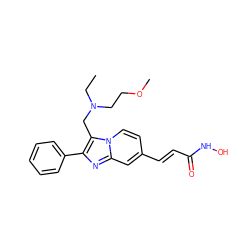 CCN(CCOC)Cc1c(-c2ccccc2)nc2cc(/C=C/C(=O)NO)ccn12 ZINC000136855524