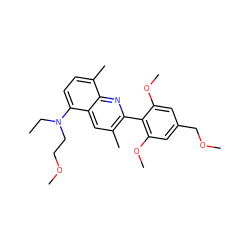 CCN(CCOC)c1ccc(C)c2nc(-c3c(OC)cc(COC)cc3OC)c(C)cc12 ZINC000084669714