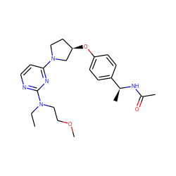 CCN(CCOC)c1nccc(N2CC[C@@H](Oc3ccc([C@H](C)NC(C)=O)cc3)C2)n1 ZINC000261114278