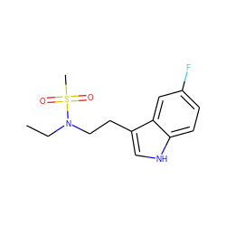 CCN(CCc1c[nH]c2ccc(F)cc12)S(C)(=O)=O ZINC000095602150