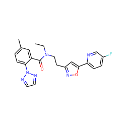 CCN(CCc1cc(-c2ccc(F)cn2)on1)C(=O)c1cc(C)ccc1-n1nccn1 ZINC000142924900