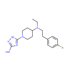 CCN(CCc1ccc(Br)cc1)C1CCN(c2nc(N)n[nH]2)CC1 ZINC001772644528