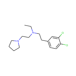 CCN(CCc1ccc(Cl)c(Cl)c1)CCN1CCCC1 ZINC000022454093