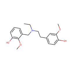 CCN(CCc1ccc(O)c(OC)c1)Cc1cccc(O)c1OC ZINC000653724733