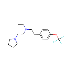 CCN(CCc1ccc(OC(F)(F)F)cc1)CCN1CCCC1 ZINC000040973402