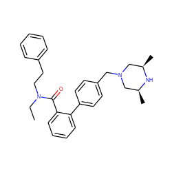 CCN(CCc1ccccc1)C(=O)c1ccccc1-c1ccc(CN2C[C@H](C)N[C@H](C)C2)cc1 ZINC000040876881