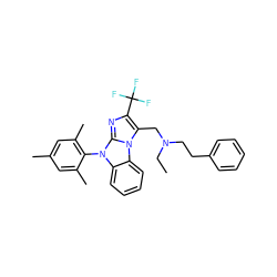 CCN(CCc1ccccc1)Cc1c(C(F)(F)F)nc2n(-c3c(C)cc(C)cc3C)c3ccccc3n12 ZINC000028462462