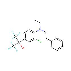 CCN(CCc1ccccc1)c1ccc(C(O)(C(F)(F)F)C(F)(F)F)cc1Cl ZINC000035933711