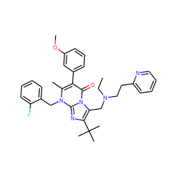 CCN(CCc1ccccn1)Cc1c(C(C)(C)C)nc2n(Cc3ccccc3F)c(C)c(-c3cccc(OC)c3)c(=O)n12 ZINC000029473792