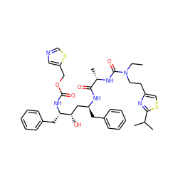 CCN(CCc1csc(C(C)C)n1)C(=O)N[C@@H](C)C(=O)N[C@@H](Cc1ccccc1)C[C@H](O)[C@H](Cc1ccccc1)NC(=O)OCc1cncs1 ZINC000027704286