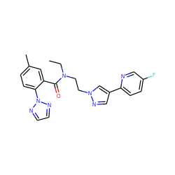 CCN(CCn1cc(-c2ccc(F)cn2)cn1)C(=O)c1cc(C)ccc1-n1nccn1 ZINC000143665579