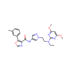 CCN(CCn1cc(NC(=O)c2ncoc2-c2cccc(C)c2)cn1)c1nc(OC)cc(OC)n1 ZINC000216300598