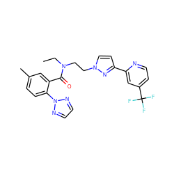 CCN(CCn1ccc(-c2cc(C(F)(F)F)ccn2)n1)C(=O)c1cc(C)ccc1-n1nccn1 ZINC000200450998