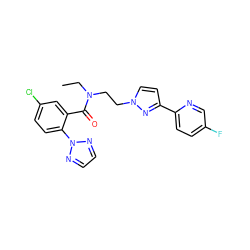 CCN(CCn1ccc(-c2ccc(F)cn2)n1)C(=O)c1cc(Cl)ccc1-n1nccn1 ZINC000143679327