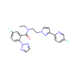 CCN(CCn1ccc(-c2ccc(F)cn2)n1)C(=O)c1cc(F)ccc1-n1nccn1 ZINC000143658095