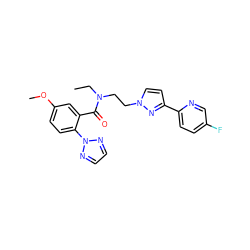 CCN(CCn1ccc(-c2ccc(F)cn2)n1)C(=O)c1cc(OC)ccc1-n1nccn1 ZINC000143676308