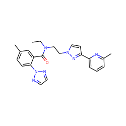 CCN(CCn1ccc(-c2cccc(C)n2)n1)C(=O)c1cc(C)ccc1-n1nccn1 ZINC000143670318