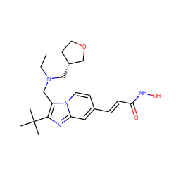 CCN(Cc1c(C(C)(C)C)nc2cc(/C=C/C(=O)NO)ccn12)C[C@@H]1CCOC1 ZINC000143274588