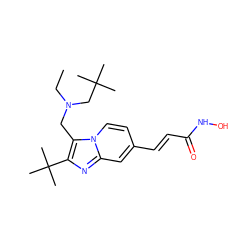 CCN(Cc1c(C(C)(C)C)nc2cc(/C=C/C(=O)NO)ccn12)CC(C)(C)C ZINC000140907340