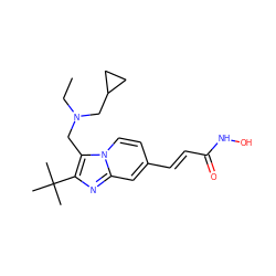 CCN(Cc1c(C(C)(C)C)nc2cc(/C=C/C(=O)NO)ccn12)CC1CC1 ZINC000144378699