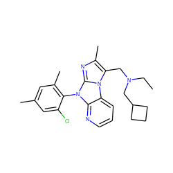 CCN(Cc1c(C)nc2n(-c3c(C)cc(C)cc3Cl)c3ncccc3n12)CC1CCC1 ZINC000028903750