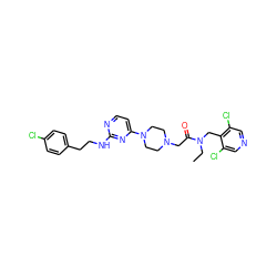 CCN(Cc1c(Cl)cncc1Cl)C(=O)CN1CCN(c2ccnc(NCCc3ccc(Cl)cc3)n2)CC1 ZINC000071316301