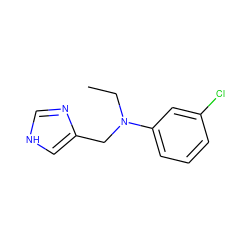 CCN(Cc1c[nH]cn1)c1cccc(Cl)c1 ZINC000043194985