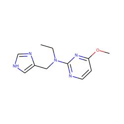 CCN(Cc1c[nH]cn1)c1nccc(OC)n1 ZINC000095561461