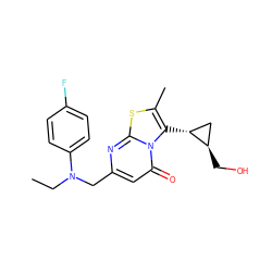 CCN(Cc1cc(=O)n2c([C@@H]3C[C@H]3CO)c(C)sc2n1)c1ccc(F)cc1 ZINC000653846579