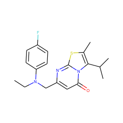 CCN(Cc1cc(=O)n2c(C(C)C)c(C)sc2n1)c1ccc(F)cc1 ZINC000653856880