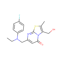 CCN(Cc1cc(=O)n2c(CO)c(C)sc2n1)c1ccc(F)cc1 ZINC000653850978