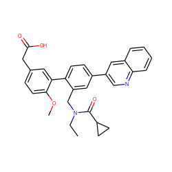 CCN(Cc1cc(-c2cnc3ccccc3c2)ccc1-c1cc(CC(=O)O)ccc1OC)C(=O)C1CC1 ZINC000066111975