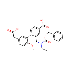 CCN(Cc1cc(C(=O)O)ccc1-c1cc(CC(=O)O)ccc1OC)C(=O)OCc1ccccc1 ZINC000066075319