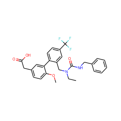 CCN(Cc1cc(C(F)(F)F)ccc1-c1cc(CC(=O)O)ccc1OC)C(=O)NCc1ccccc1 ZINC000043206277