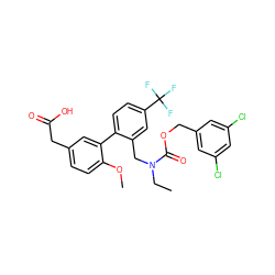 CCN(Cc1cc(C(F)(F)F)ccc1-c1cc(CC(=O)O)ccc1OC)C(=O)OCc1cc(Cl)cc(Cl)c1 ZINC000073167372