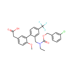 CCN(Cc1cc(C(F)(F)F)ccc1-c1cc(CC(=O)O)ccc1OC)C(=O)OCc1cccc(Cl)c1 ZINC000073167366