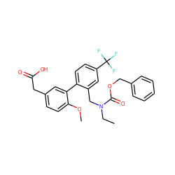 CCN(Cc1cc(C(F)(F)F)ccc1-c1cc(CC(=O)O)ccc1OC)C(=O)OCc1ccccc1 ZINC000073159982