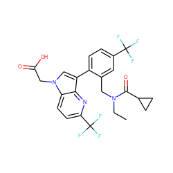 CCN(Cc1cc(C(F)(F)F)ccc1-c1cn(CC(=O)O)c2ccc(C(F)(F)F)nc12)C(=O)C1CC1 ZINC000205699435