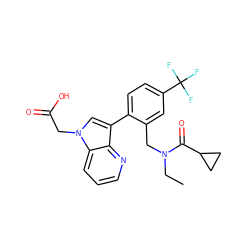 CCN(Cc1cc(C(F)(F)F)ccc1-c1cn(CC(=O)O)c2cccnc12)C(=O)C1CC1 ZINC000208542128