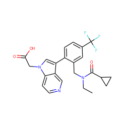 CCN(Cc1cc(C(F)(F)F)ccc1-c1cn(CC(=O)O)c2ccncc12)C(=O)C1CC1 ZINC000208542362