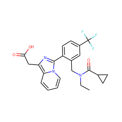 CCN(Cc1cc(C(F)(F)F)ccc1-c1nc(CC(=O)O)c2ccccn12)C(=O)C1CC1 ZINC000208541490