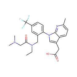 CCN(Cc1cc(C(F)(F)F)ccc1-n1cc(CC(=O)O)c2ccc(C)nc21)C(=O)CN(C)C ZINC000208718403