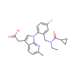 CCN(Cc1cc(Cl)ccc1-n1cc(CC(=O)O)c2ccc(C)nc21)C(=O)C1CC1 ZINC000205694693